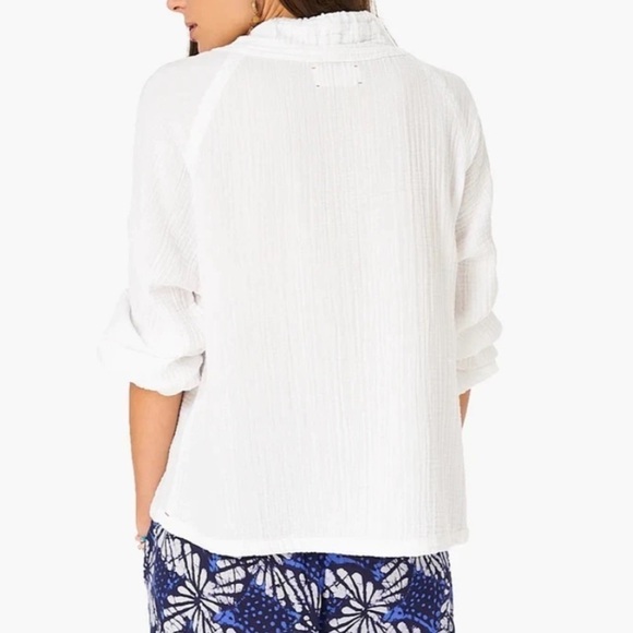 XIRENA Shay Drawstring Cowl Neck Gauze Top White Long Sleeve Pullover Size XS - Picture 5 of 15